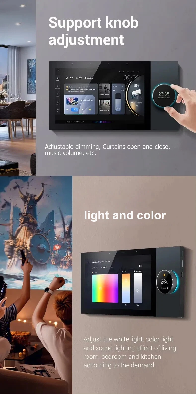 6Inch Touch Screen Tuya Smart Home Control Panel Multi-Functional Music Play Host Zigbee Gateway WiFi Network for House Villa F6