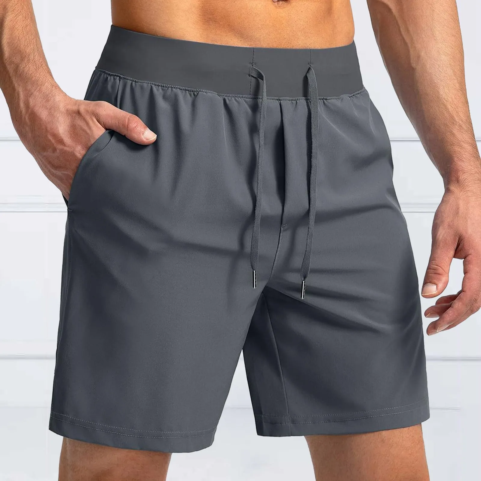 Breathable Sports Shorts Male Soild Casual Shorts Outdoor Running Training Fitness Cycling Fifth Pants Summer Mid Waist Slacks