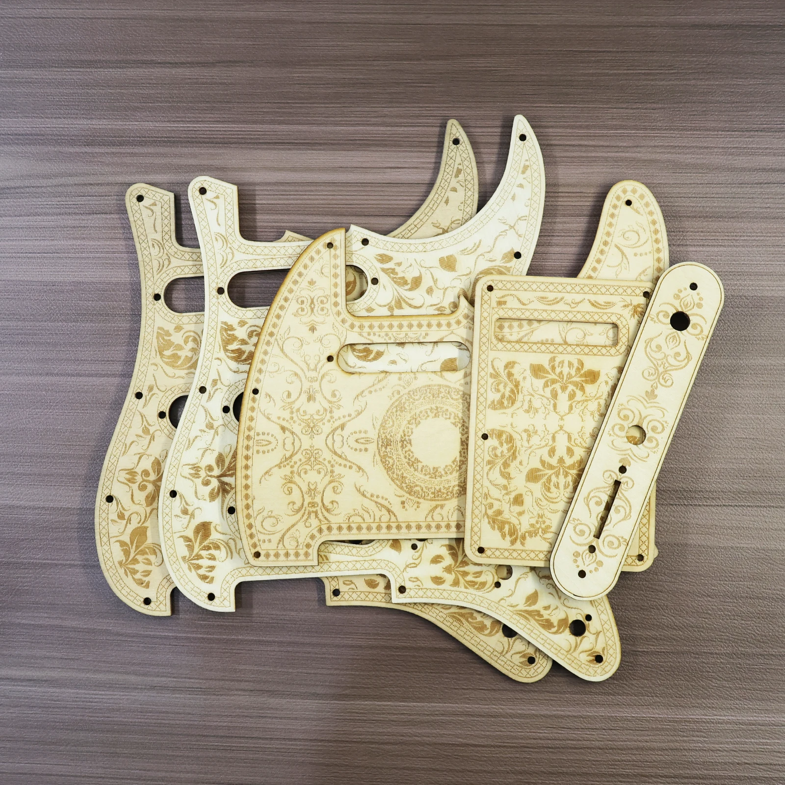 Phrilam Linden Wood ST SSS/HSS/TL Electric Guitar Pickguards   With Decorative Patterns
