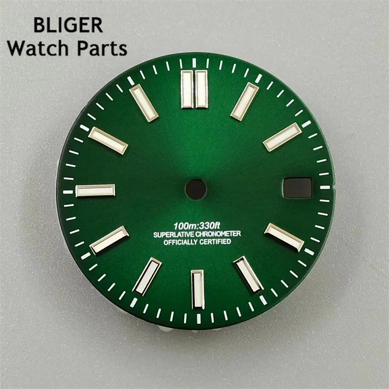 BLIGER 29mm black red blue pink  gold  green Khaki color sterile watch dial luminous fit NH35 movement