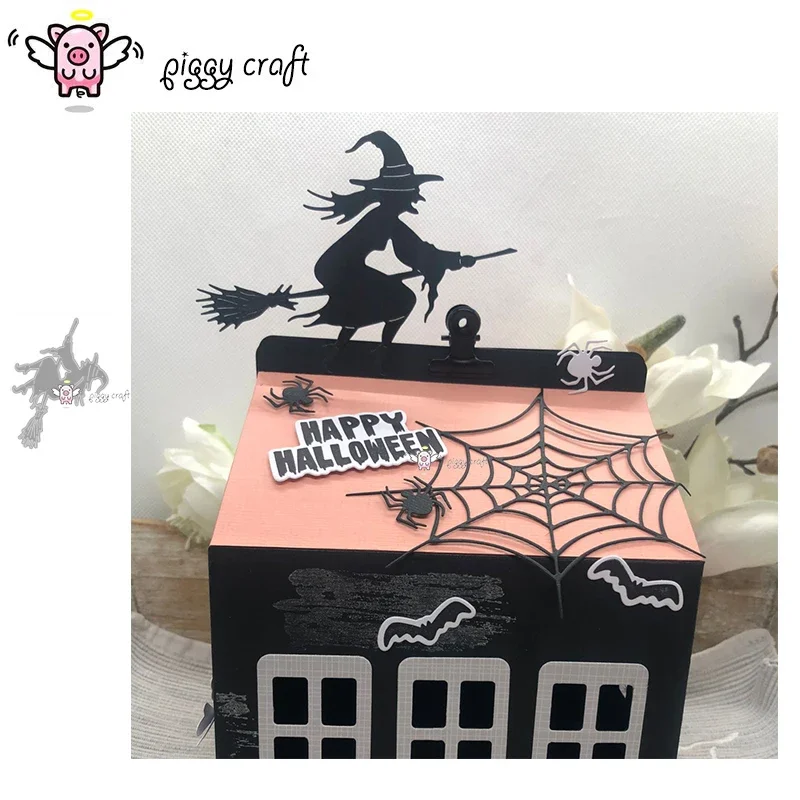 Piggy Craft metal cutting dies cut die mold Halloween Broom witch Scrapbook paper craft knife mould blade punch stencils dies