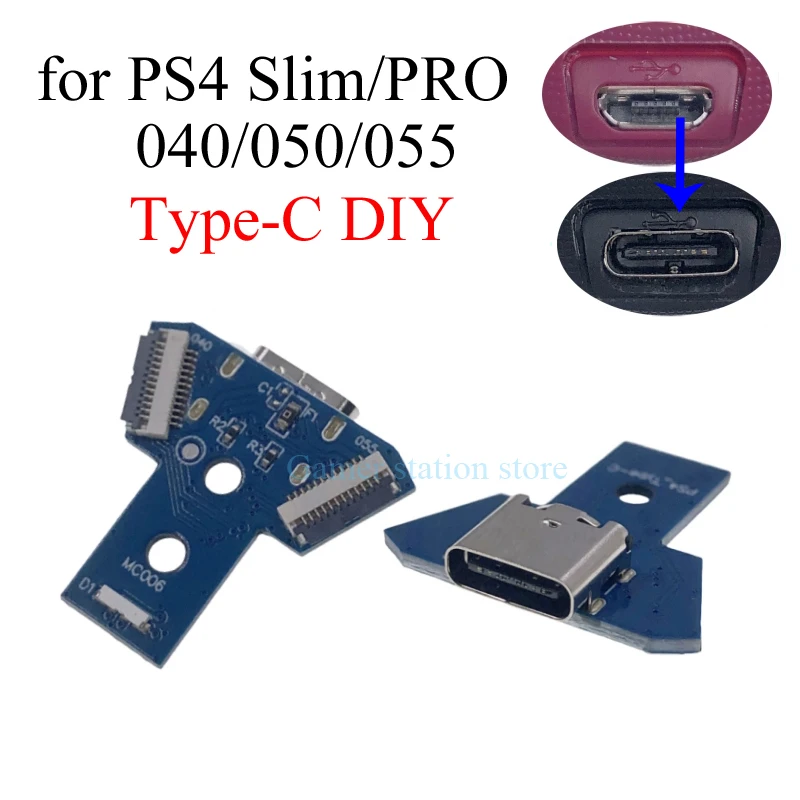 For PlayStation 4 Controller Type-C DIY Charging Board Port With 12pin Cable Replacement for PS4 Controller JDS040 JDS050 JDS055