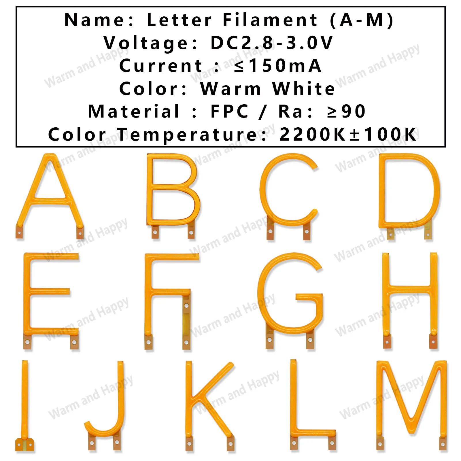 LED Filament Brief min Englisch Abcdefghijklm DC3V LED Cob LED Party Hochzeit Innendekoration Beleuchtung Zubehör DIY