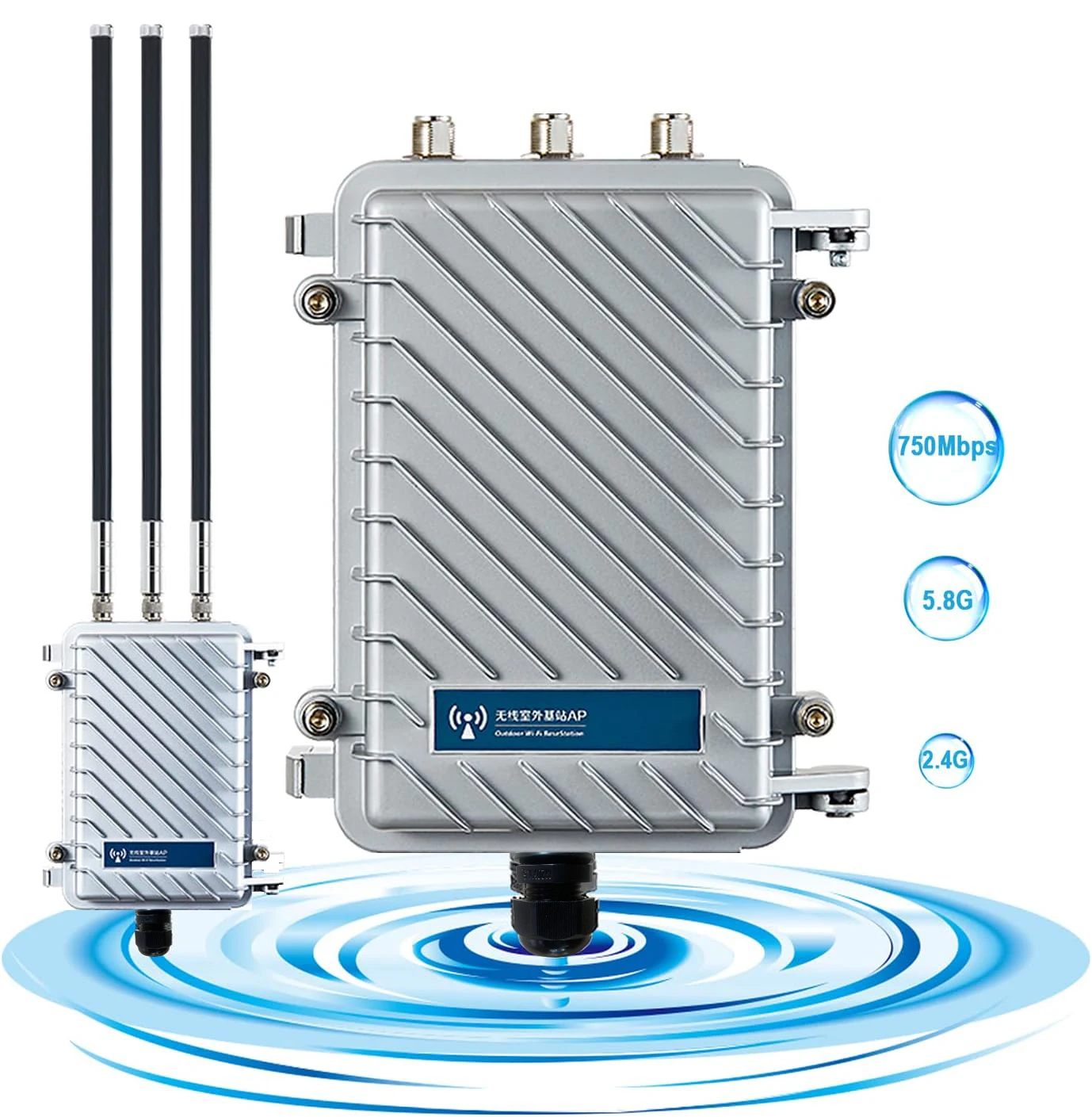 

High Power KuWFi 750Mbps Dual Band AP610H N Type Antenna Wifi Coverage 24v 48v POE Power Metal Outdoor Wireless Access Point