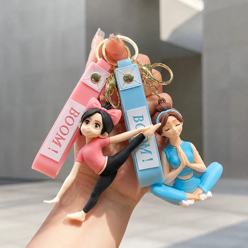 New Sports Fitness Character Key Chain Pendant Gym Yoga Mobile Phone Bag Pendant Small Gift Holiday Gift Souvenir Car Key Chain