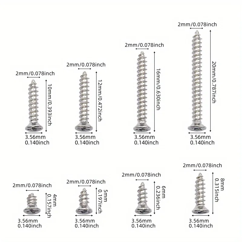 800pcs Self Tapping Phillips Screws Assortment Kit Steel M2 Cross Drive Flat Head Self Drilling Wood Screws Combination Kit