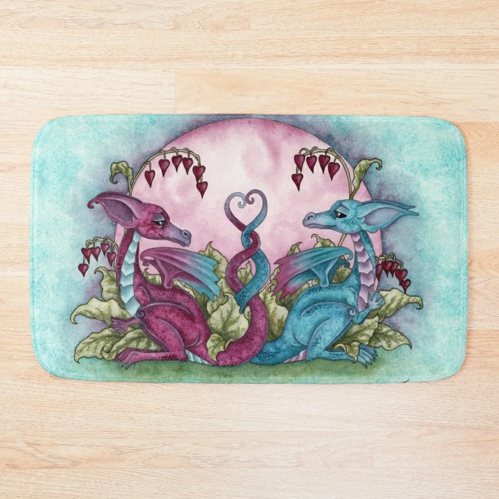 

Love Dragons Bath Mat Waterproof Bathroom Rugs Anti-Slip Carpet Mat