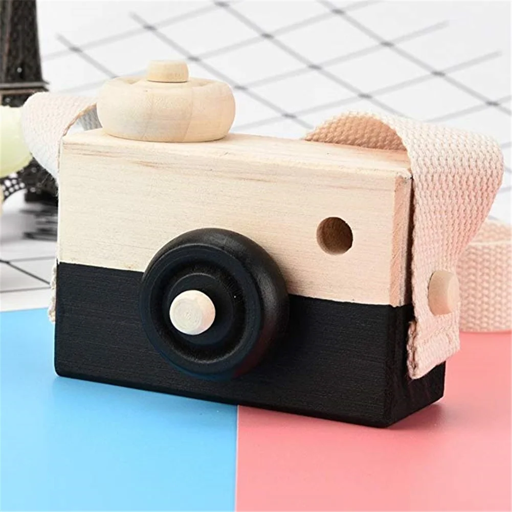 Baby Kids Wooden Mini Camera Toy Pillow Hanging toy Portable Toy Gift Clothing Accessory