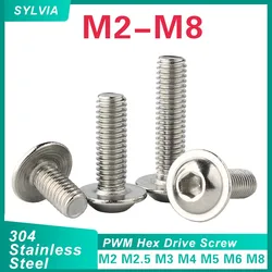 M2 M2.5 M3 M4 M5 M6 M8 304 Stainless Steel Hexagon Socket Button Head Screws With Collar Bolt ISO7380.2