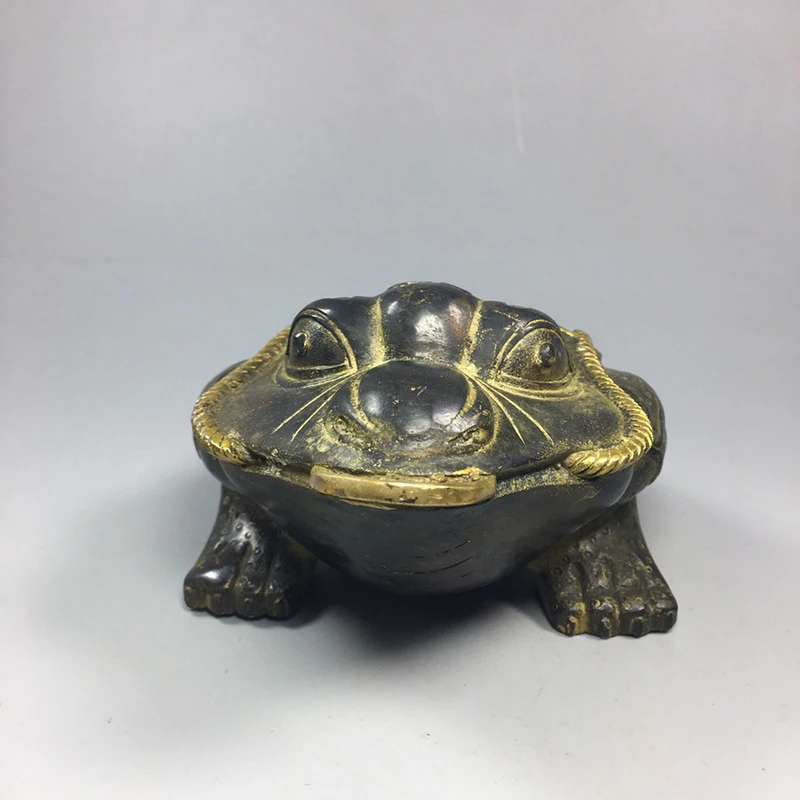 Three-Legged Ornament Home Decoration Golden Toad Brass Figurine Opening Gift