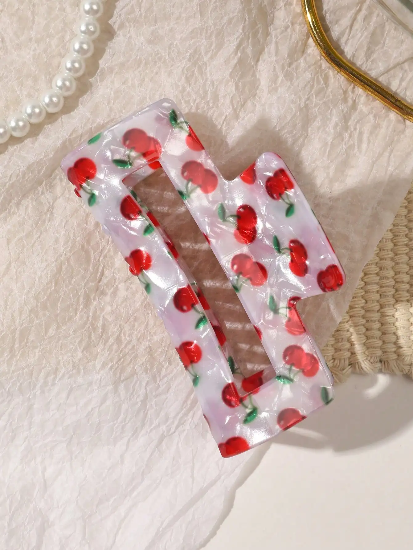 1Pcs Vintage Rote Kirsche Haar Klaue Clips Haar Klemme Weibliche Blume Haar Zubehör Platz Haar Kiefer Clip Haar barrettes für Frauen – Detail 8