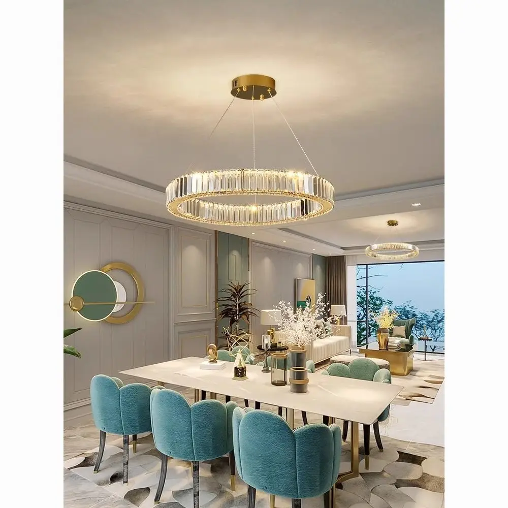 

Modern Ring Led Crystal Ceiling Chandeliers Lighting Living Room Home Decor Luxury Pendant Lights Lustre Hanging Lamps Fixtures