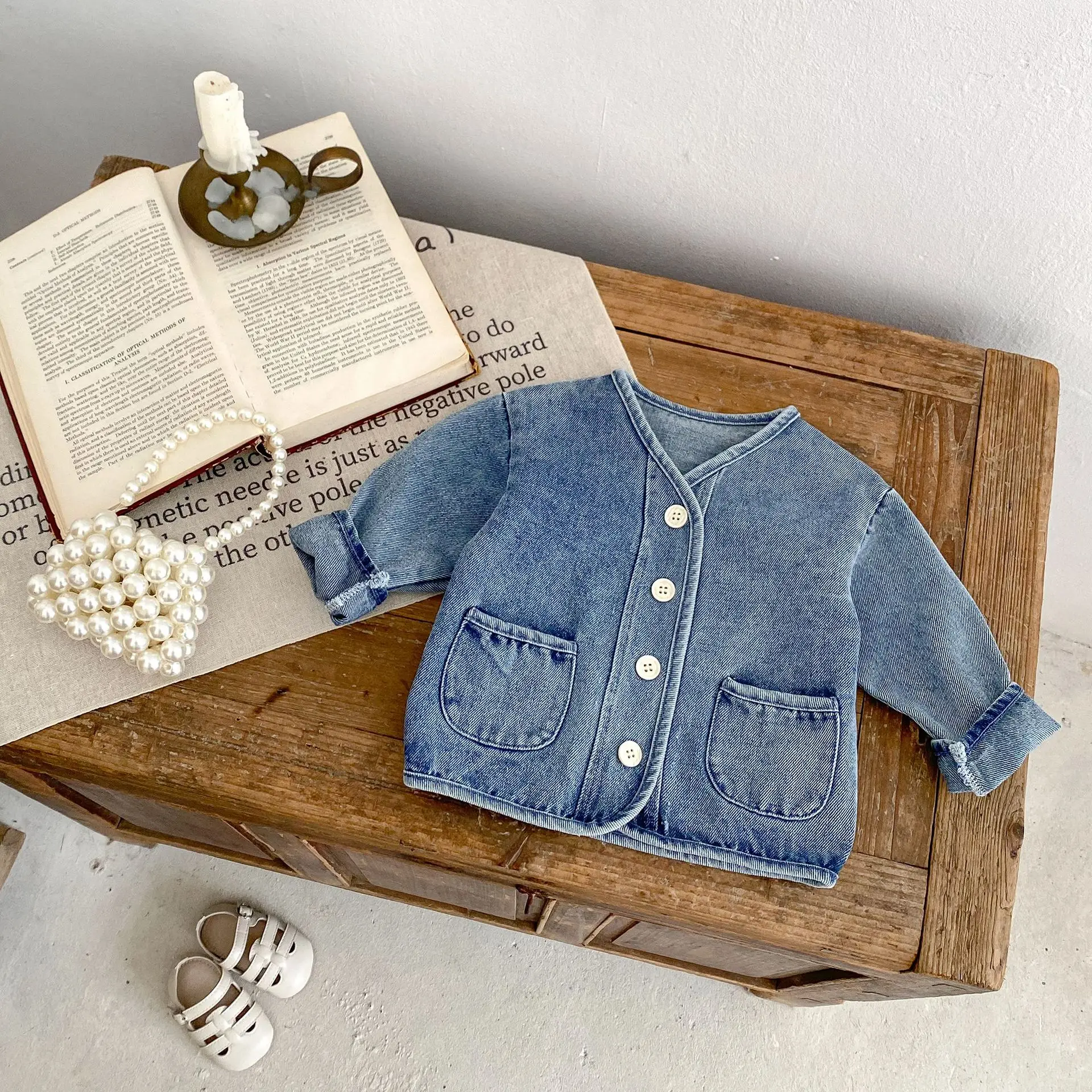 2024 Autumn New Infant Girl Long Sleeve Denim Cardigan Solid Boys Casual Coat Toddler Baby Pocket Jacket Fashion Baby Clothes image 3