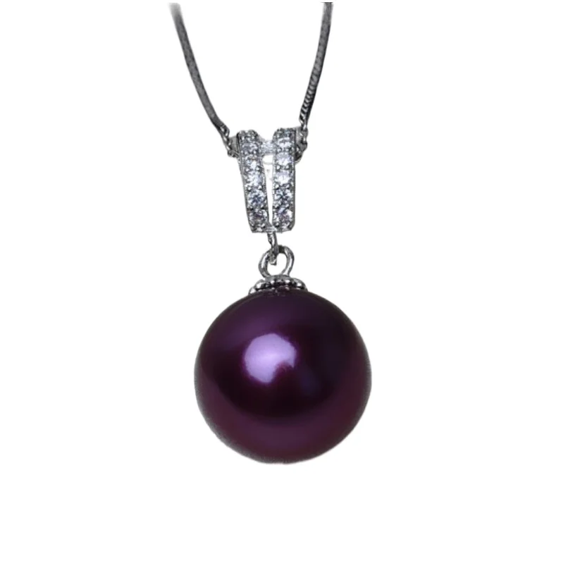 

Очаровательное ожерелье из натурального белого золота 13-14 мм, черный, розовый, фиолетовый, круглый жемчуг, кулон 5969AAA