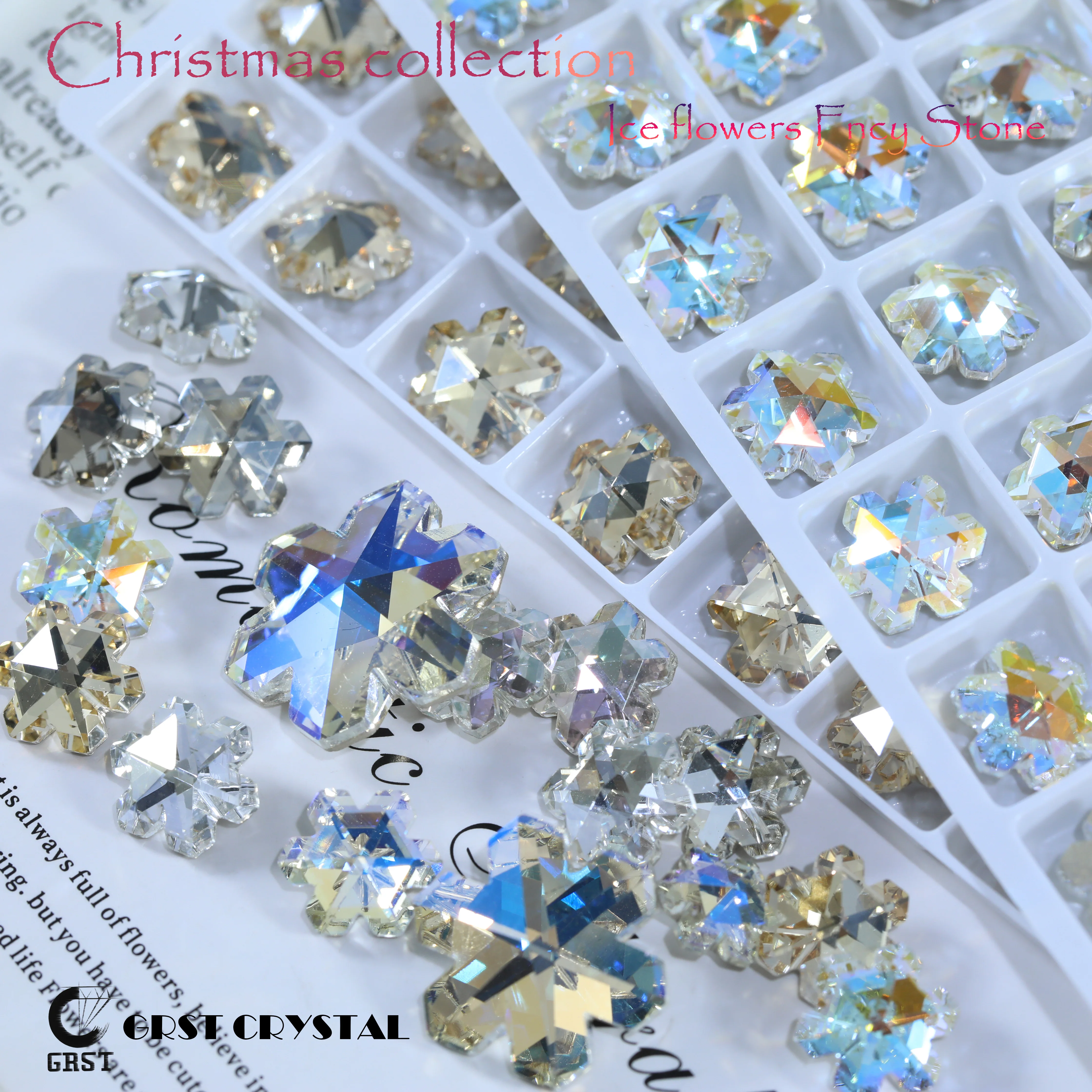 Glänzende Weihnachtskollektion Strasssteine Eisblumen Fancy Stone Kristall für DIY-Bastelarbeiten Haarschmuck Nagelkunst Taschen Hochzeitskleid – Detail 4