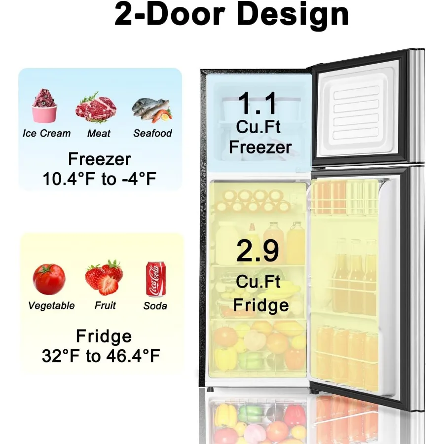 ثلاجة صغيرة 4.0 قدم مكعب مع فريزر علوي للاستخدام المكتبي للشقة: ثلاجة صغيرة مدمجة مع بابين ومجموعة درجات حرارة 7 #4