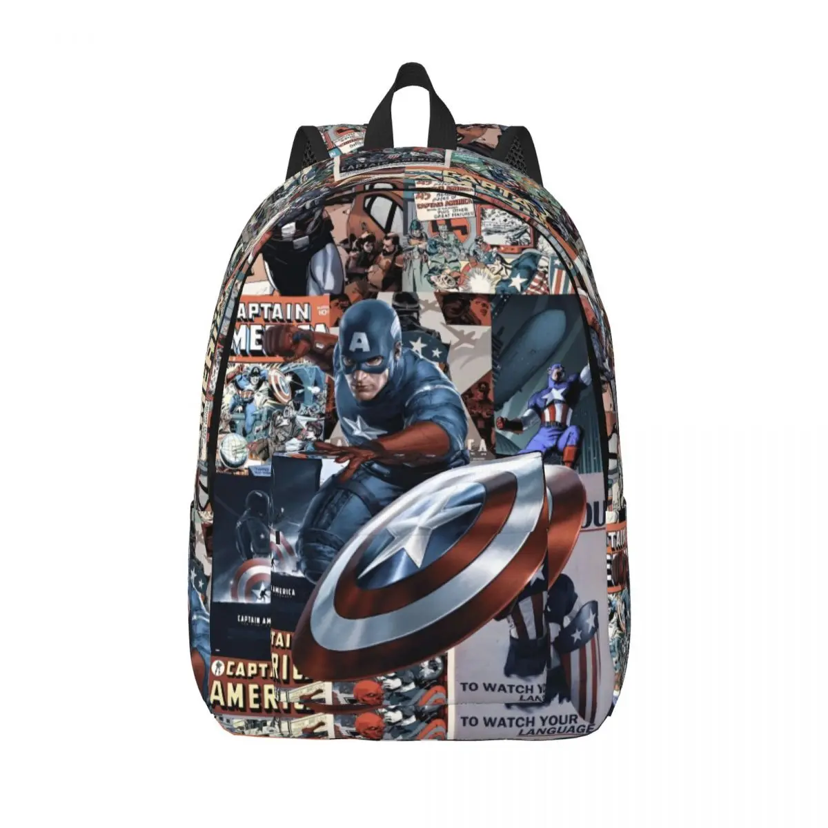 

Avengers Captain America Cartoon Cool Backpack Gift School Hiking Travel Vibranium Shield Daypack Laptop Computer Canvas Bags