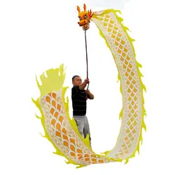 6/8/10 Meters Easy Chinese Dragon Dance Set For Adults Silk Ribbon Dance With Head Festival Celebration At School Width 75cm