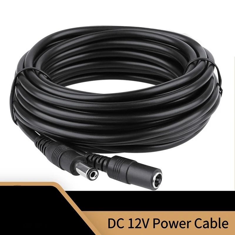 DC12V Power Extension Cable 2.1*5.5mm Connector Male To Female For CCTV Security Camera Black Color 16.5Feet 5M 10m Power Cable