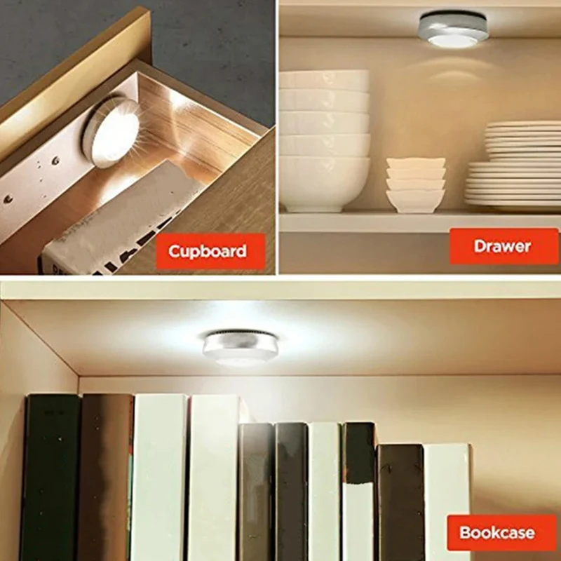 Wardrobe Bedroom Stairs Mini Touch Control Night Light Kitchen Wireless LED Cabinet Light Battery Powered Closet Light