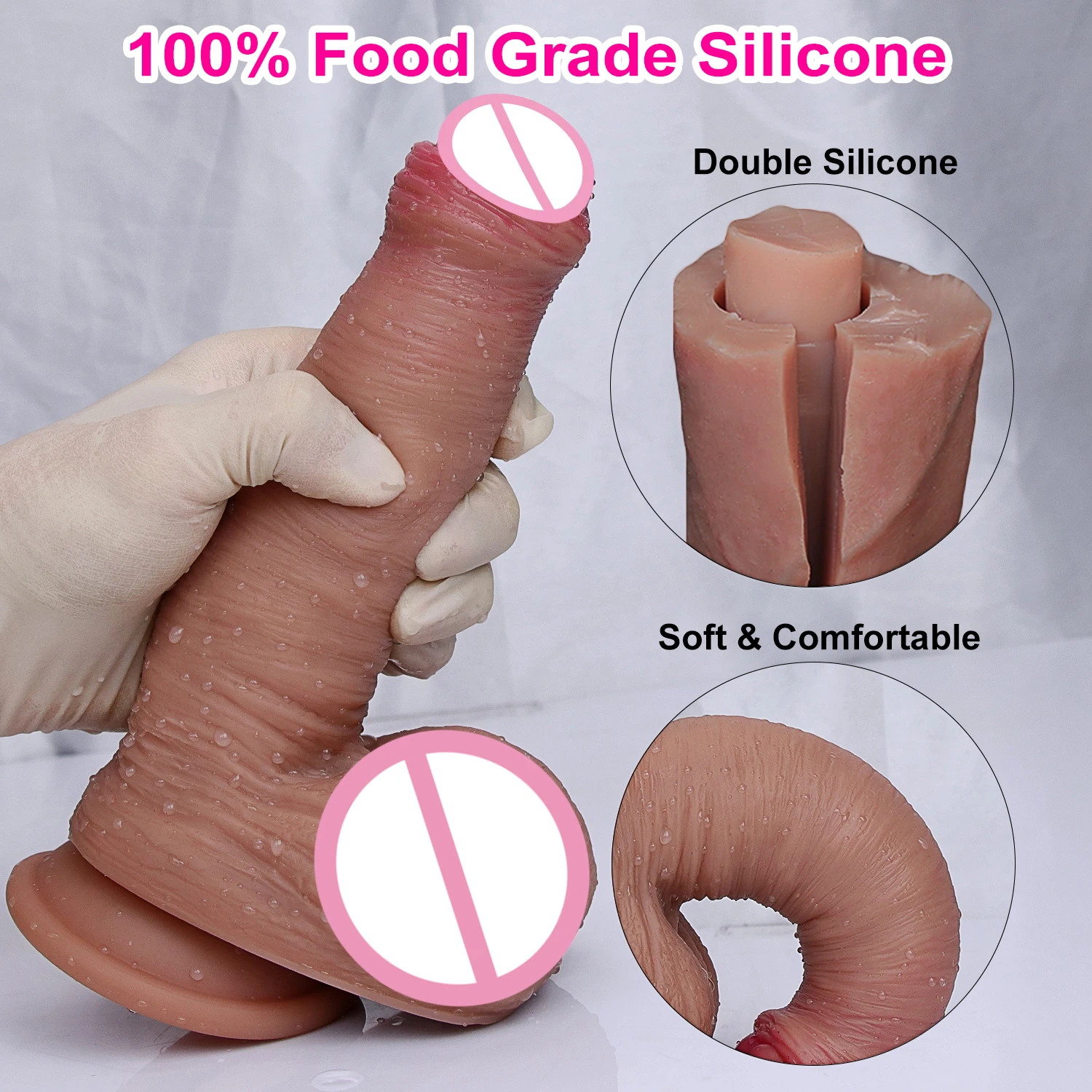 Soft Small Double Dildo Safety Silicone Vaginal Masturbators Penis Erotic Toy Gift for Women Suction Cup Realistic Glans Dick