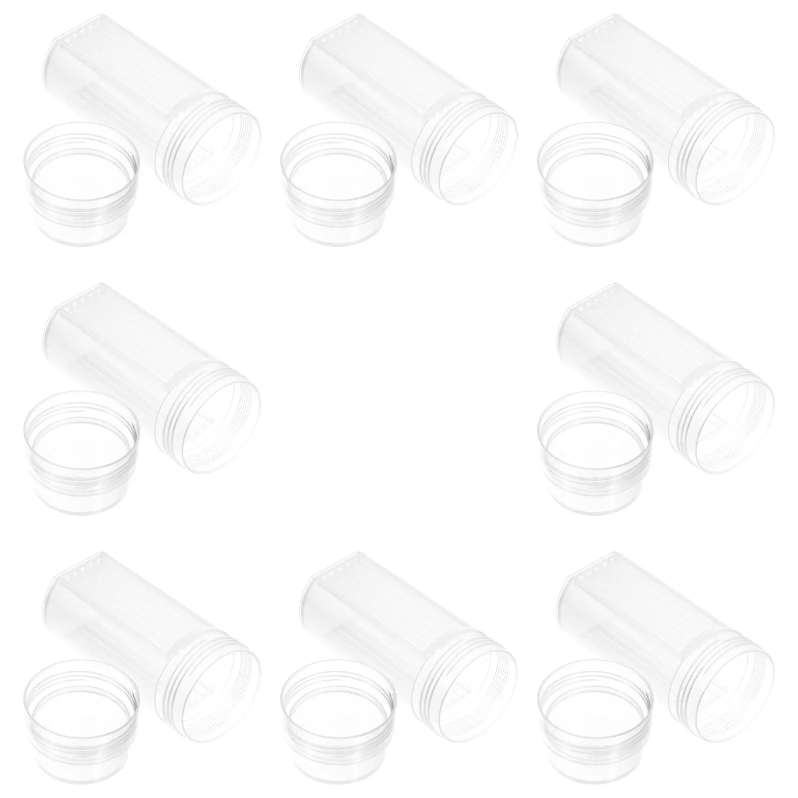 8Pcs Lab Sample Specimen Jar Clear Glass Slide Staining Tank Round Plastic Coplin Jar Ground Stopper Container for Laboratory