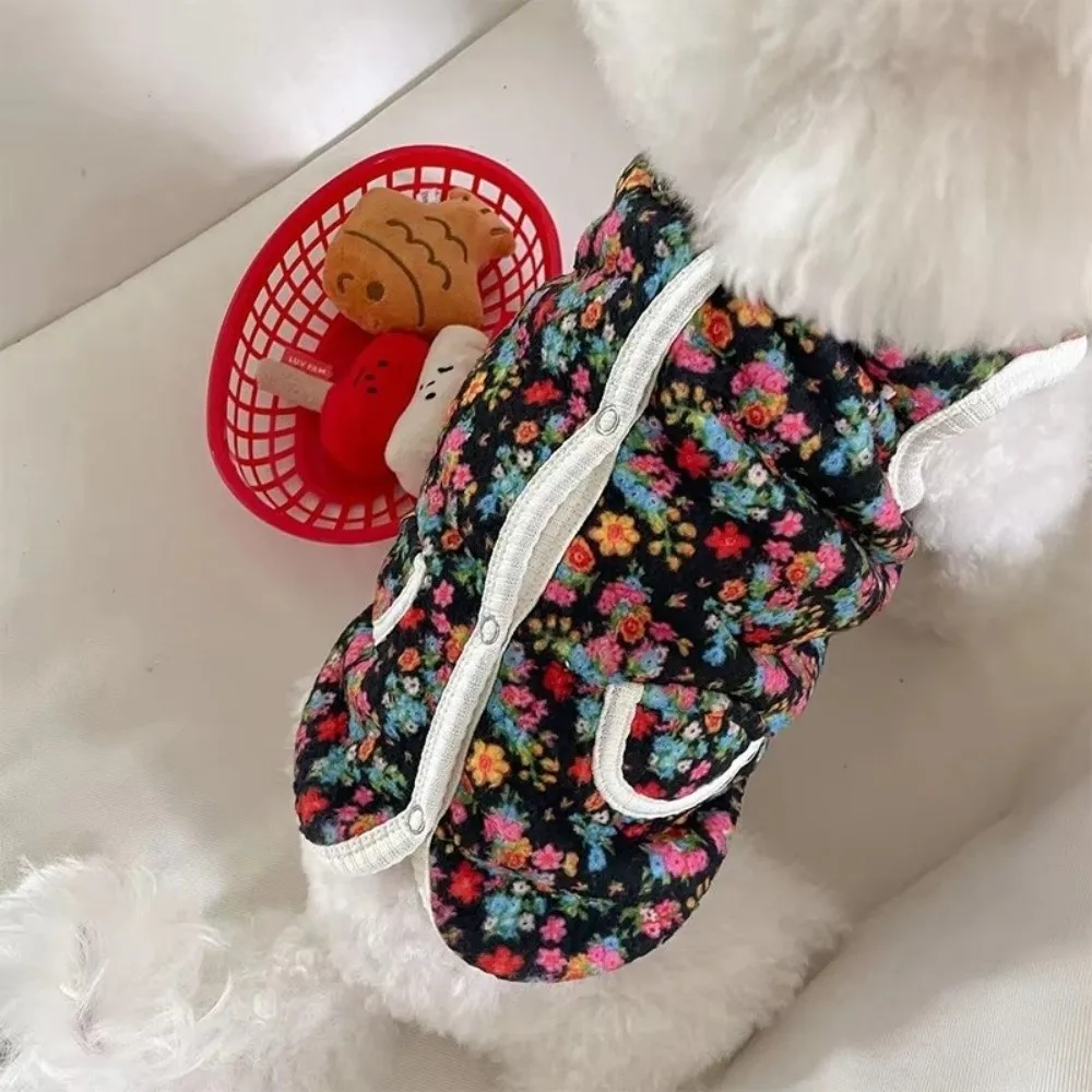 New Autumn Winter Dog Clothes Fashion Flower Chihuahua Cat Pet Costume Bichon Yorkie Dog Warm Jacket Dog Vest Small Dogs Cat