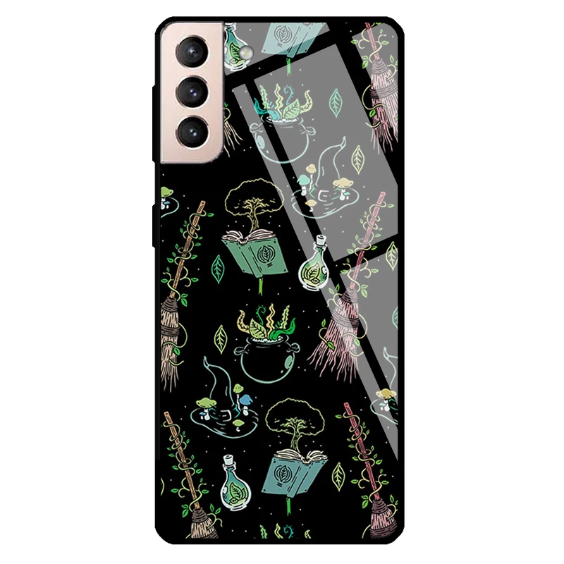 Forest Witch Magical Herbs Occult Tempered Glass Case For Samsung Galaxy S20 FE S22 S21 S23 Ultra Note 20 S9 S10 Note 10 Plus