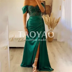 Sexy Mermaid Evening Dresses Off The Shoulder Emerald Green Satin Wedding Dress Party Dresses Prom Dress Vestidos De Fiesta