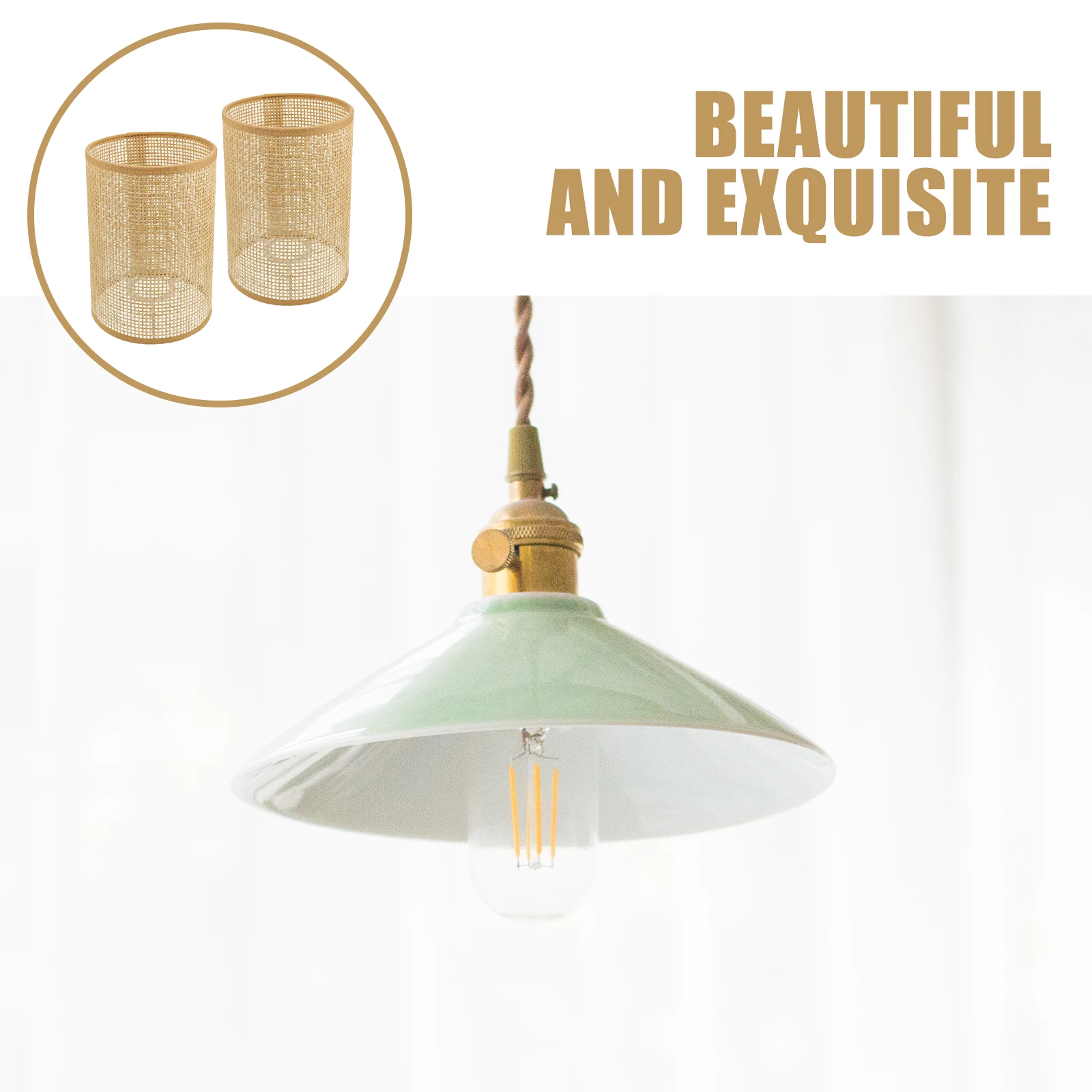 2 pçs rattan tecido abajur oco luz de teto capa quarto abajur casa hotel decorativo pendurado pingente trançado