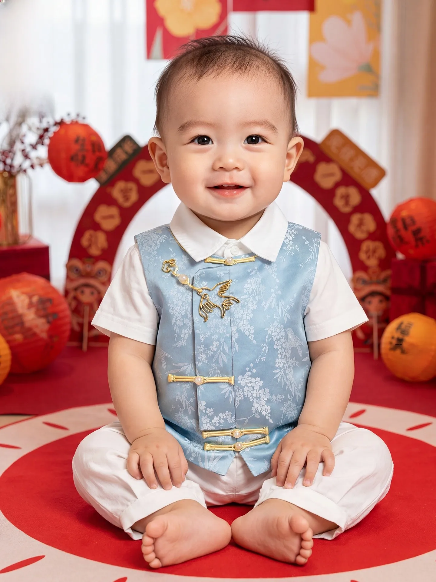 tesla-ceo's-son-birthday-jacket-one-year-old-baby-boy's-clothing-traditional-chinese-style-summer-thin-polyester-fiber