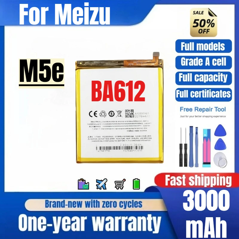 

BA612 for Meizu M5e Mobile Phone Battery 0 Cycle High Quality High Capacity Battery Replacement Bateria Grade A Cell with Tools