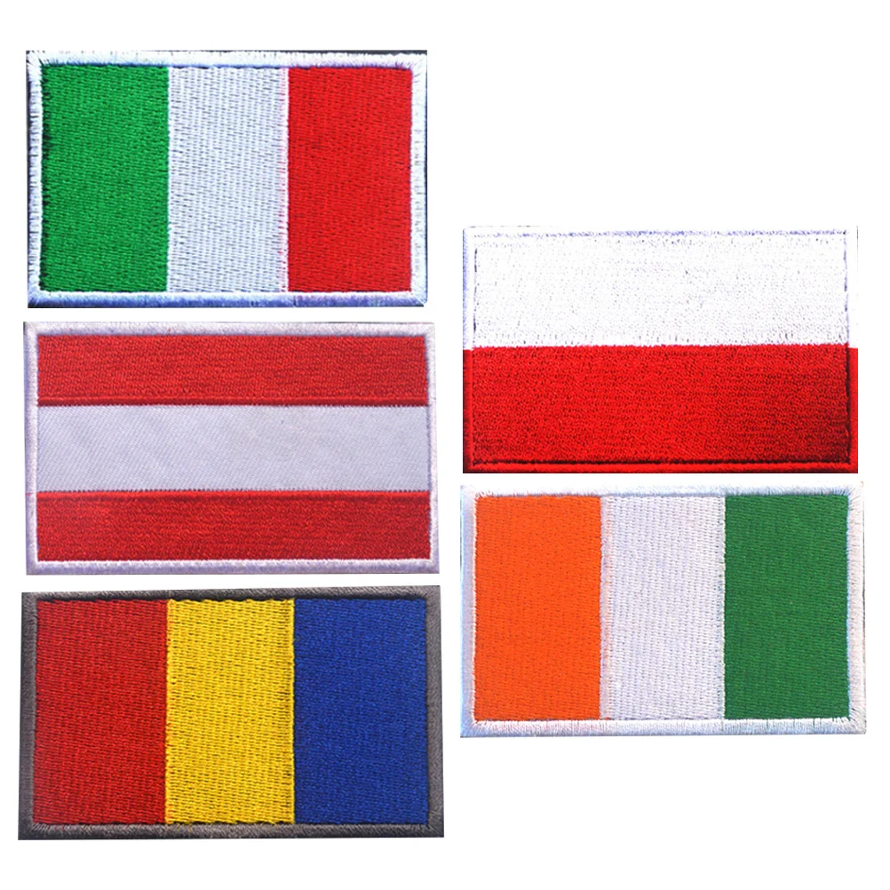 

5pcs Sports Embroidery Badge Patch National Flag Applique For Armband Diy Cloth Decor Accessories Workout Repair Craft Projects