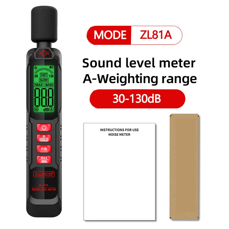 Noise meter A weighted Measuring Instrument Meter 30~130dB High definition displayAudio Sound Level Meter Decibel Monitor