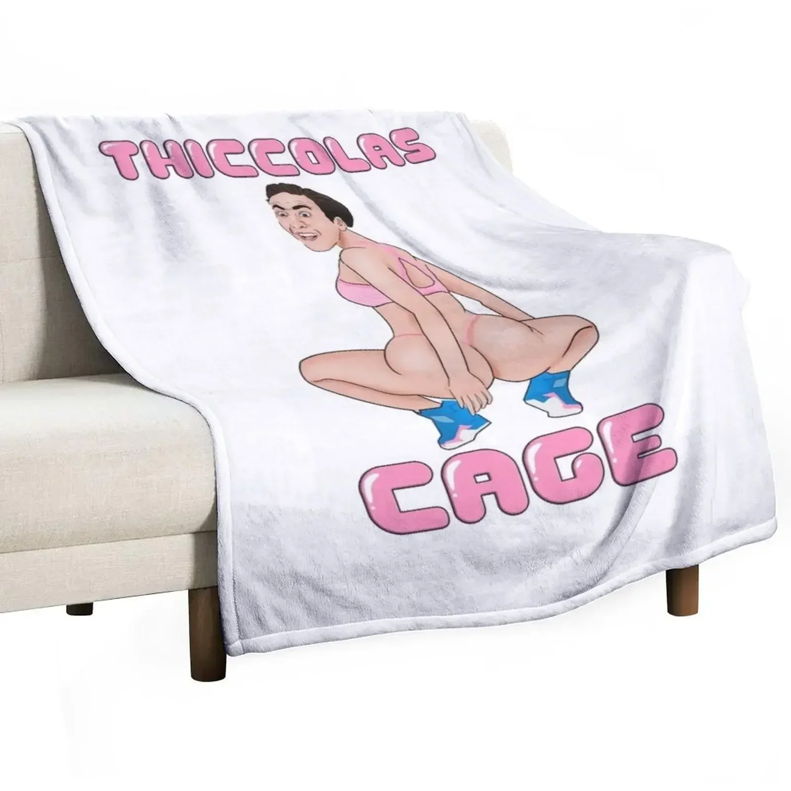 Thiccolas Cage - Dummy Thicc Nicolas Cage Meme Throw Blanket Winter beds warm winter Blankets