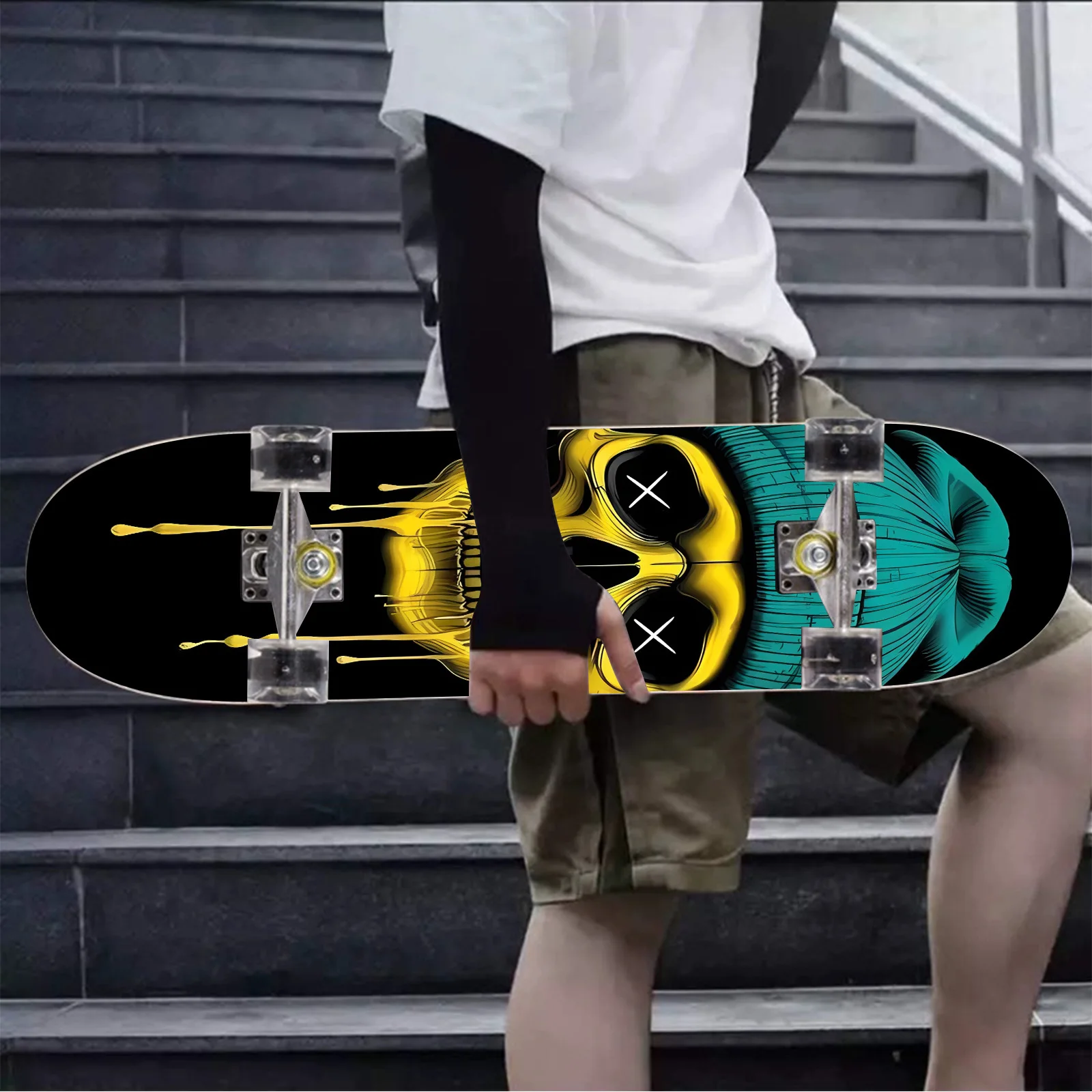 

1 piece skateboard trend decorative sticker, creative personality cool self-adhesive four-wheel skateboard sticker,
