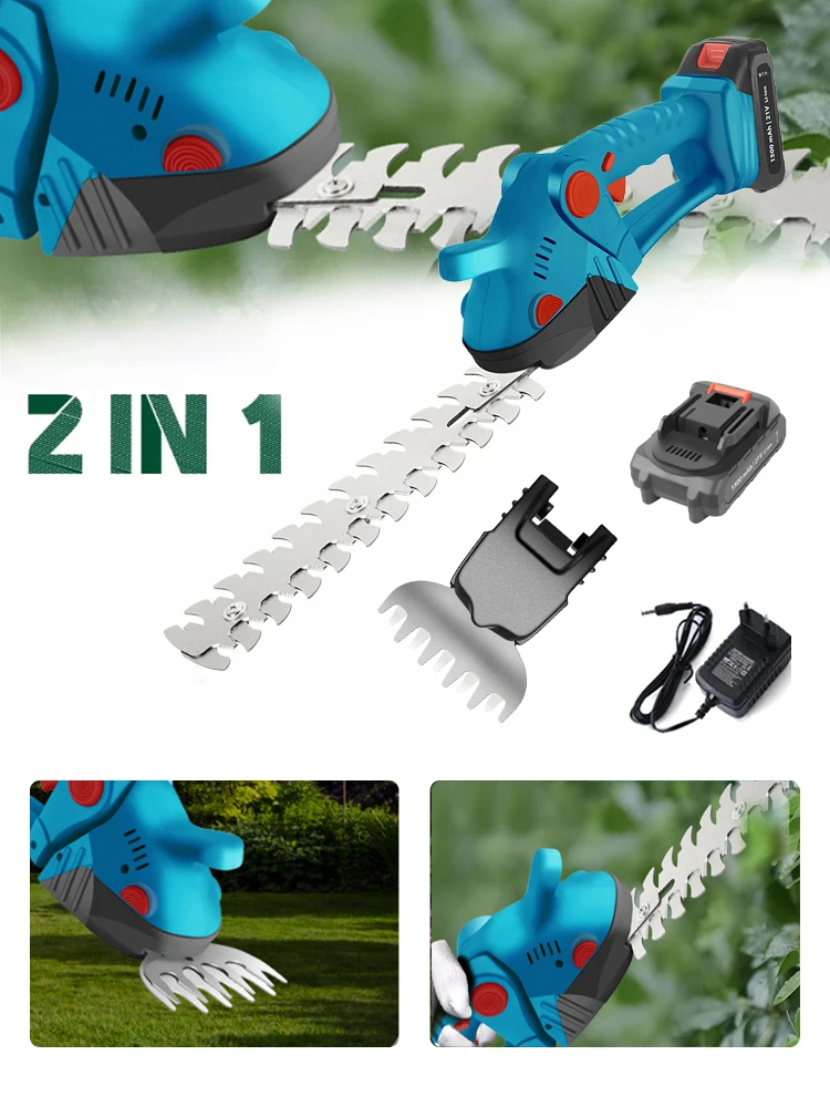 

2 IN1 Electric Hedge Trimmer Cordless Rechargeable Handheld Weeding Pruning Shear Shrub Mower Garden Tool For Makita 18V Battery