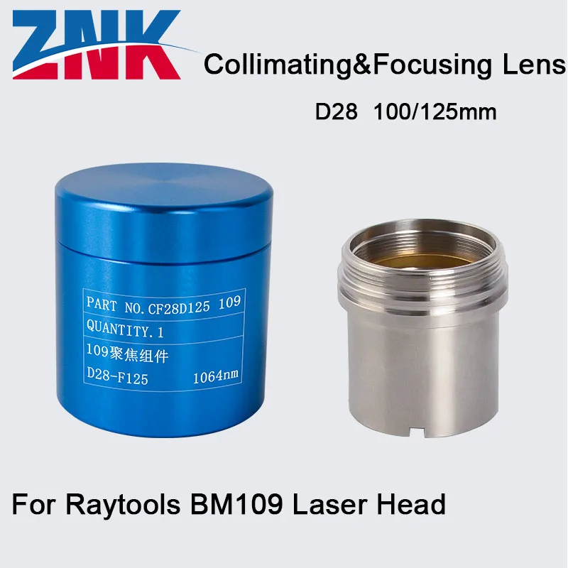 ZNK BM109 soczewka kolimacyjna i ogniskująca D28 F100 F125mm z uchwytem obiektywu f do głowicy laserowej Raytools BM109