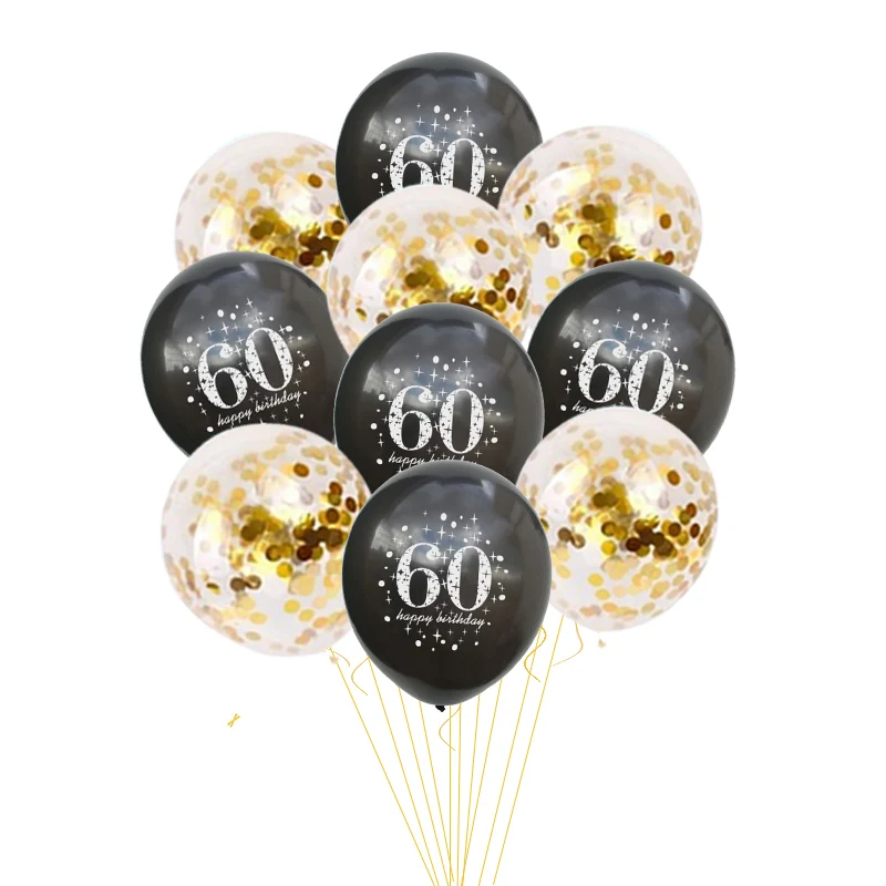 Latex Verjaardag Ballon 12 inch Confetti Ballonnen 30 40 50 60 Jaar Oud Verjaardagsfeestje Volwassen Verjaardag decor Folie Helium Ballon