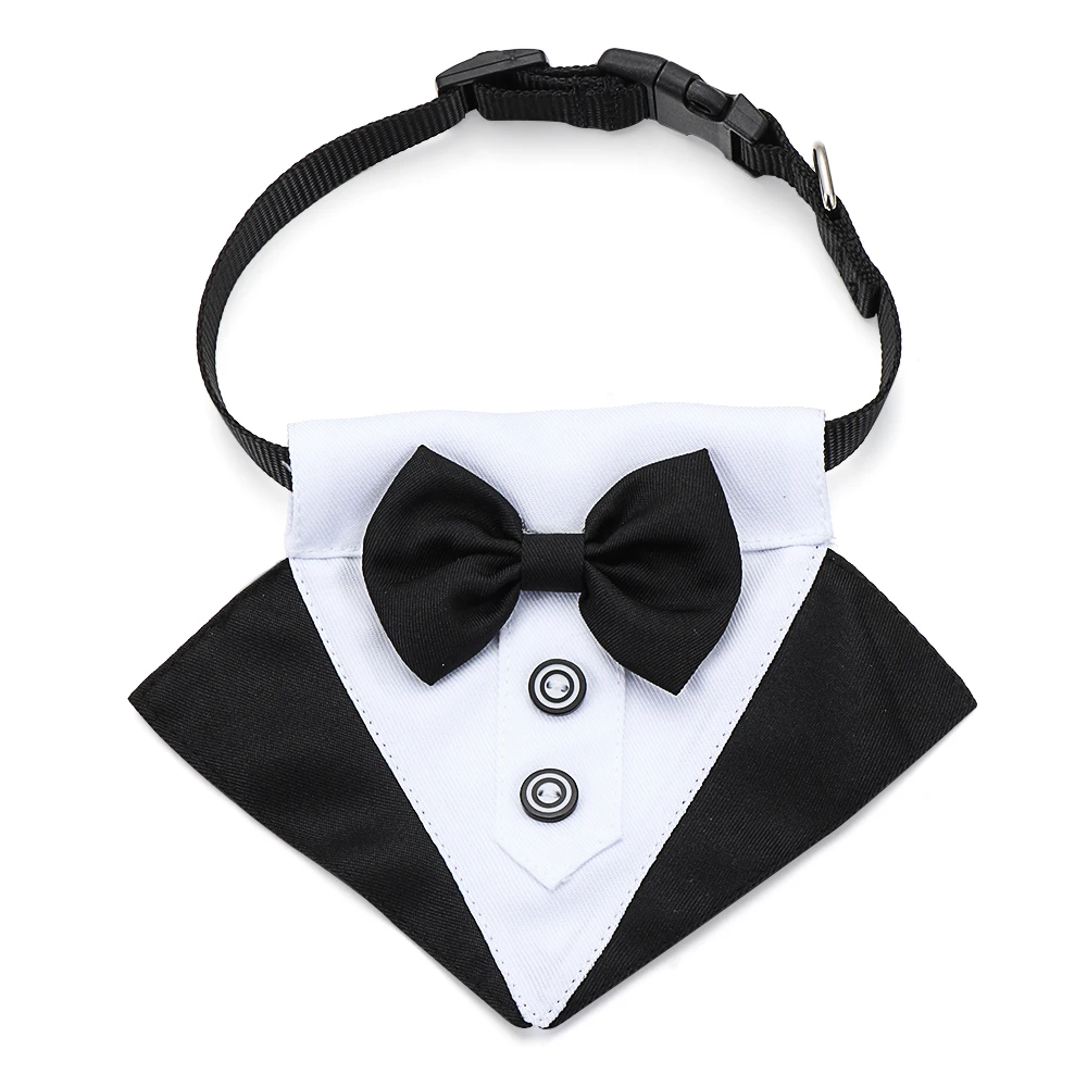 Fashion Comfortable White Collar Pet Accessories Adjustable Dog Cat Grooming Tuxedo Bow Ties Formal Tie Dog Necktie Dog Suit