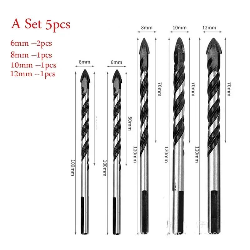 4PCS/5PCS 6-12mm Triangular Tile Glass Ceramic Drill Bits Hard Alloy Triangle Porcelain Concrete Drill Bit Hole Opener for Wall