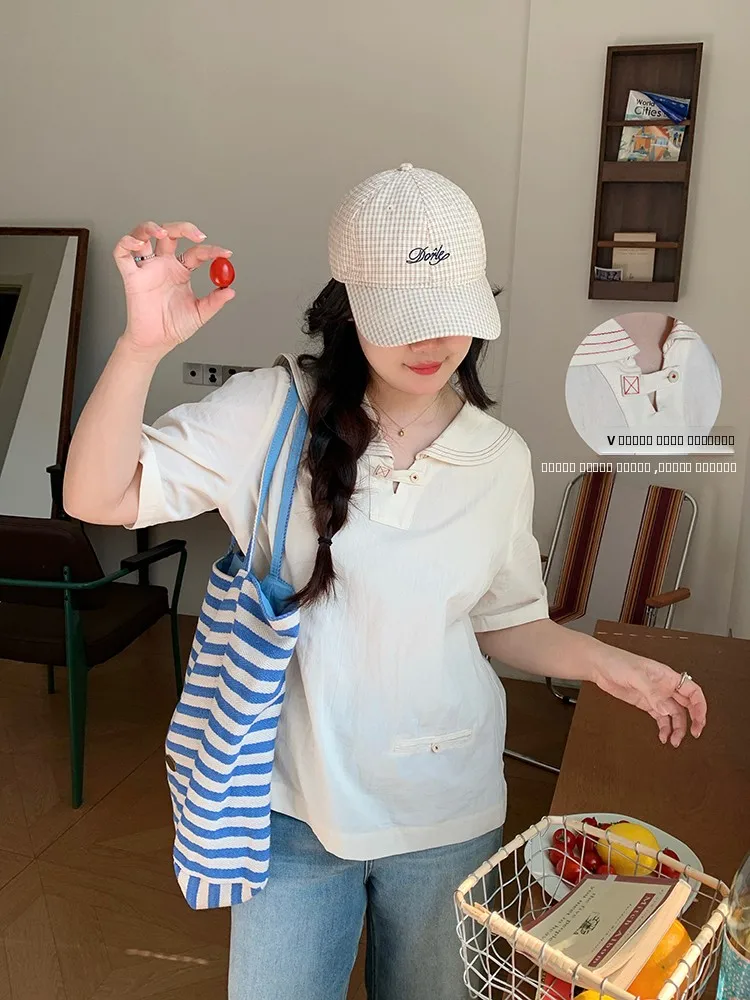 

plus Size Women's irt Naval Collar Cotton Linen French Sle Long Sve round Ne Casual Summer Faion plus Size MM