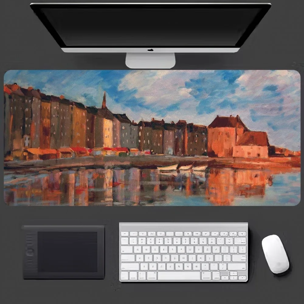 Claude Monet Mousepad alas Mouse Gaming besar, alas Mouse Keyboard PC Gamer