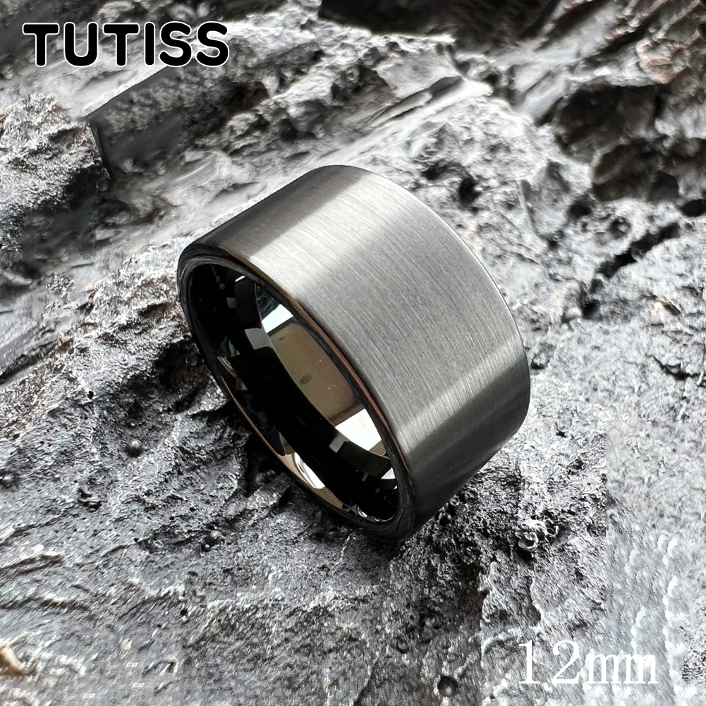 TUTISS Classics 10MM 12MM Men Women Flat Wedding Band Tungsten Carbide Ring Brushed Finish Comfort Fit Cize 7-15