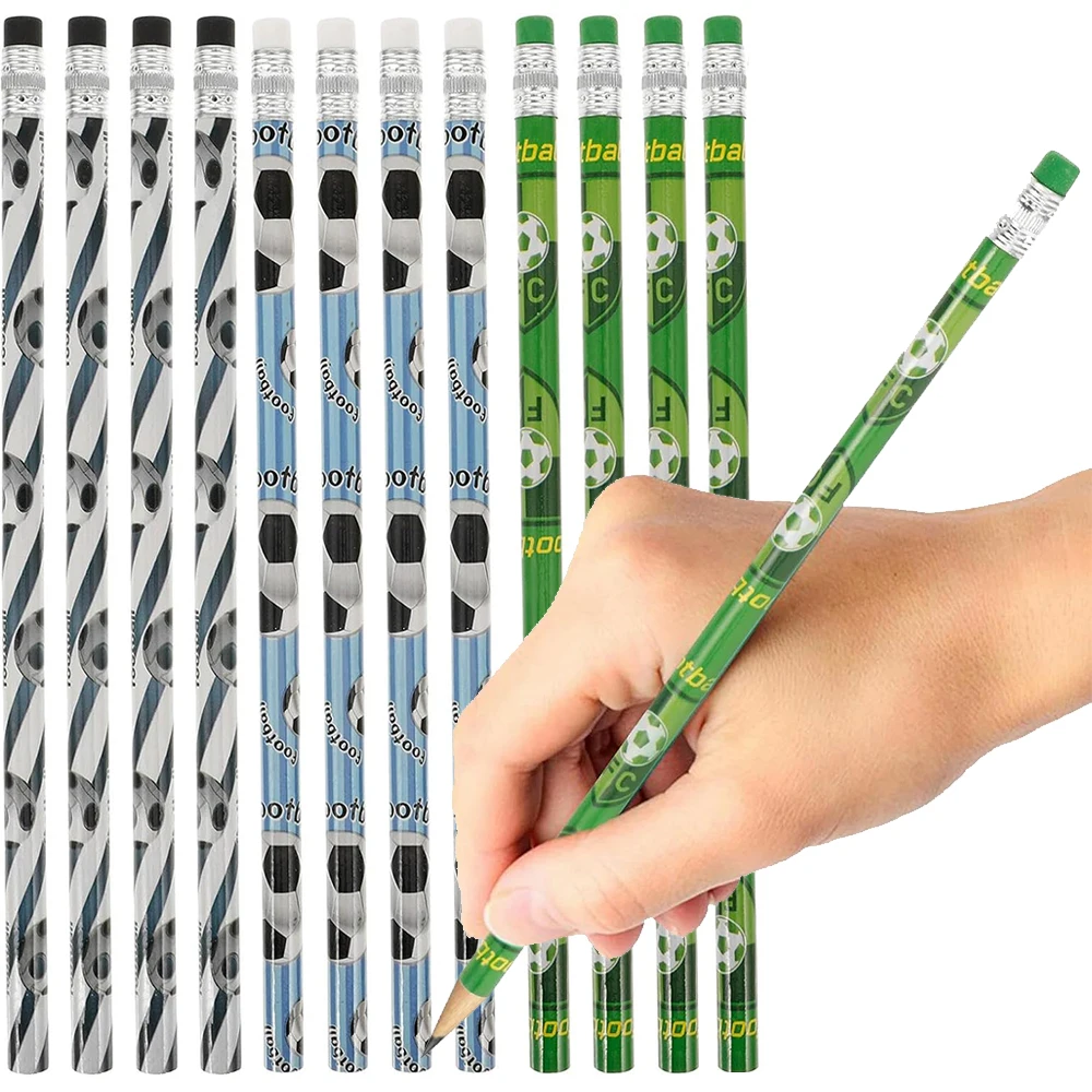 

12/48Pcs Football Themed Pencils for Sports Party Soccer Wooden Pencils with Erasers Classroom Reward School Supplies Party 2030