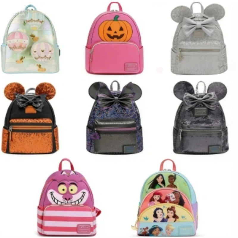 

Мини-рюкзак Loungefly Disney Minnie Mouse с пайетками, бантом в виде летучей мыши, блестками и подвеской в виде паука для женщин и девочек, идеальный для Хэллоуина.