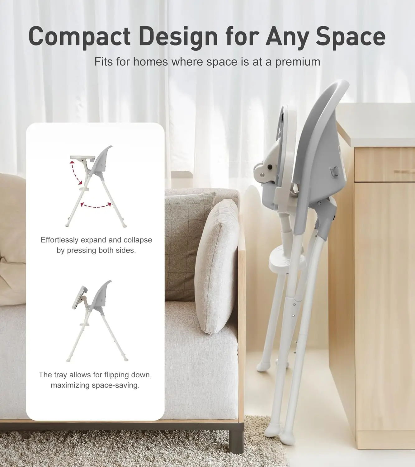Modern Portable Plastic Kid's High Chair for Infant Baby Children Feeding & Nursing Combined with Baby Low Stool view 5