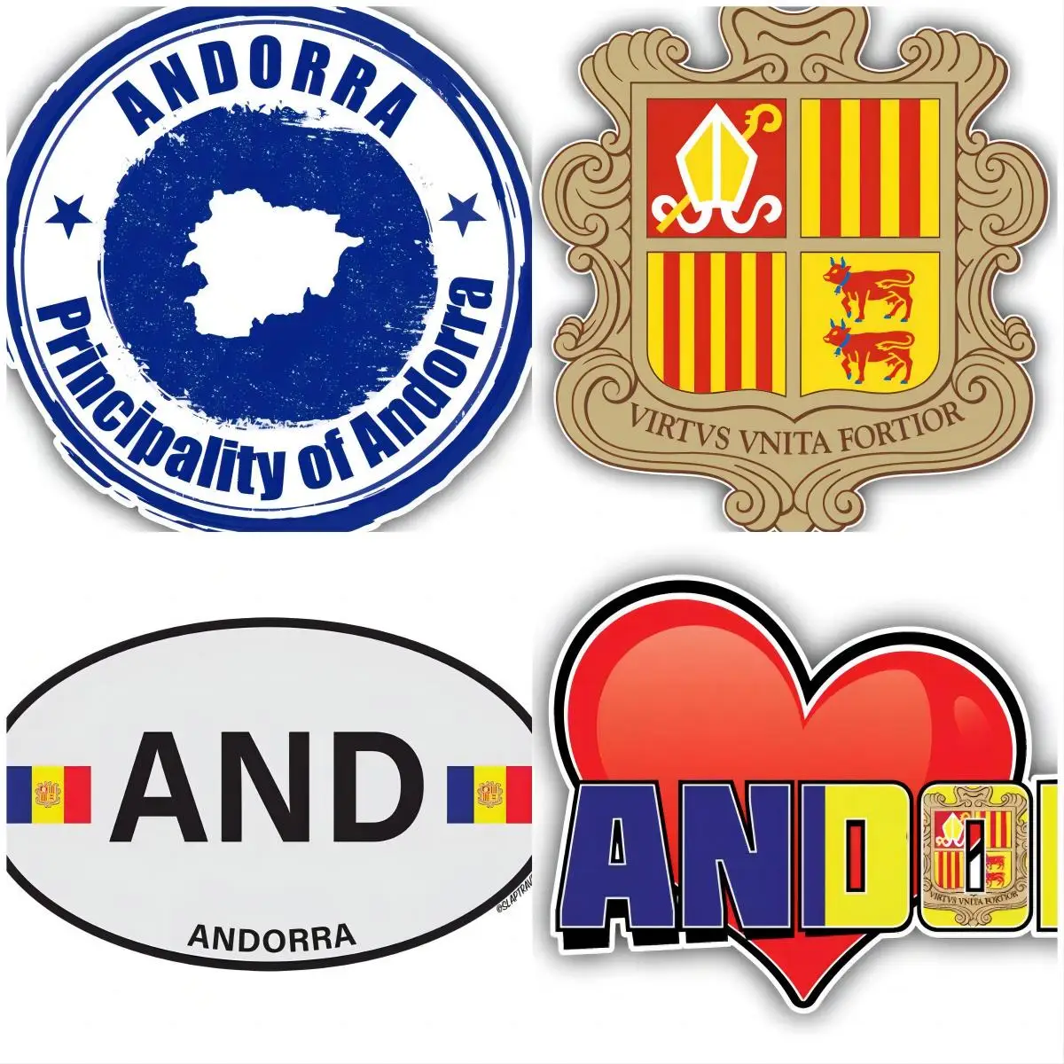 Andorra Flag Travel Stamp Car Bumper Stickers Internal Accessories Car Products Tools Laptop Gps for Motorcycle Accessories