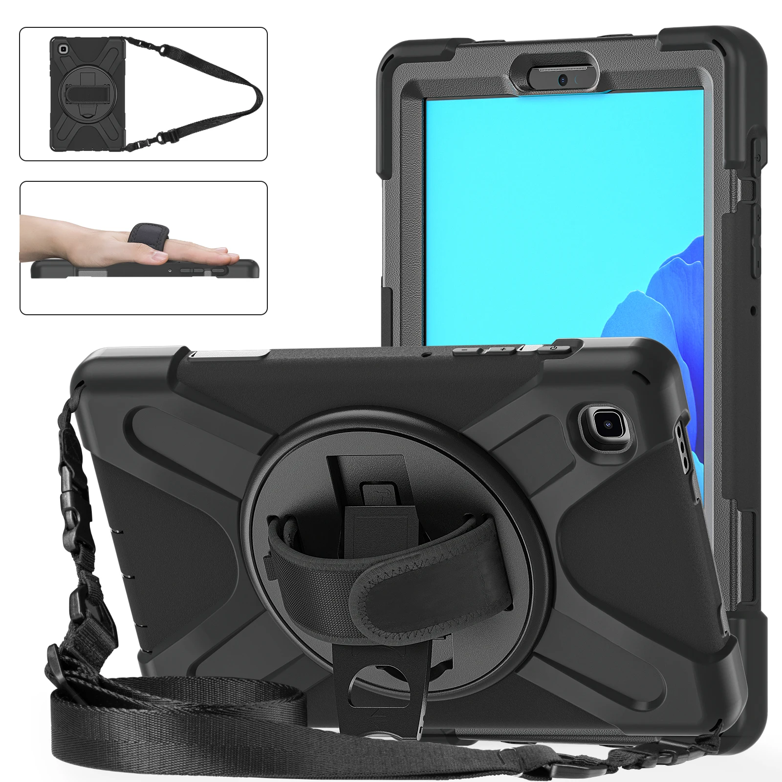 Anti-drop Case For Samsung Galaxy Tab A7 Lite 2021 8.7 Inch Rugged With Rotating Stand Hand Shoulder Strap Shockproof Cover