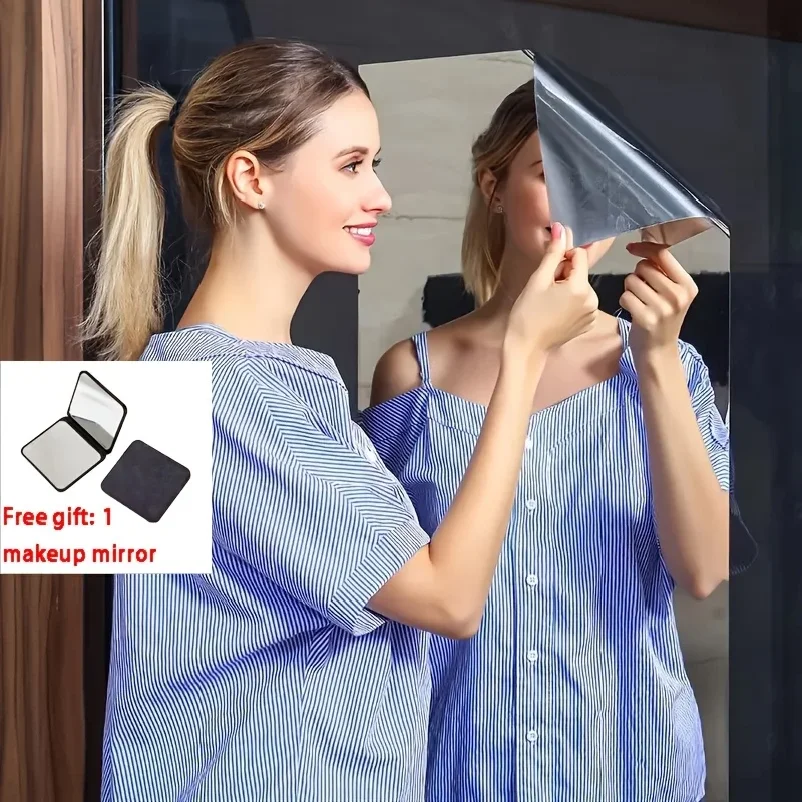 Mirror Wall Stickers Self-adhesive Square Soft Mirror Sticker DIY Acrylic 3D Wall Decal Stickers for Living Room Bathroom Decors
